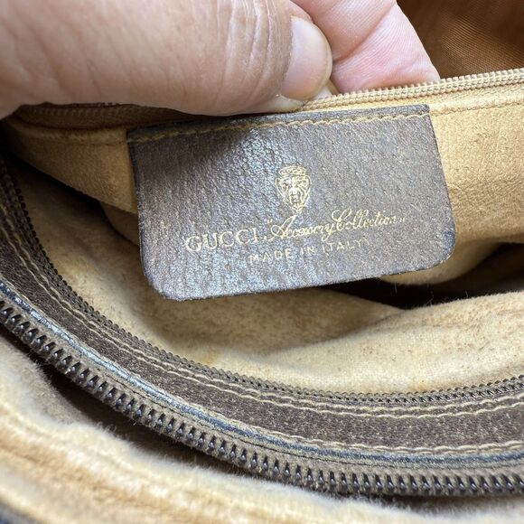 Vintage GUCCI GG Canvas Web Sherry Line Beige Red Green Shoulder Bag - Picture 9 of 13